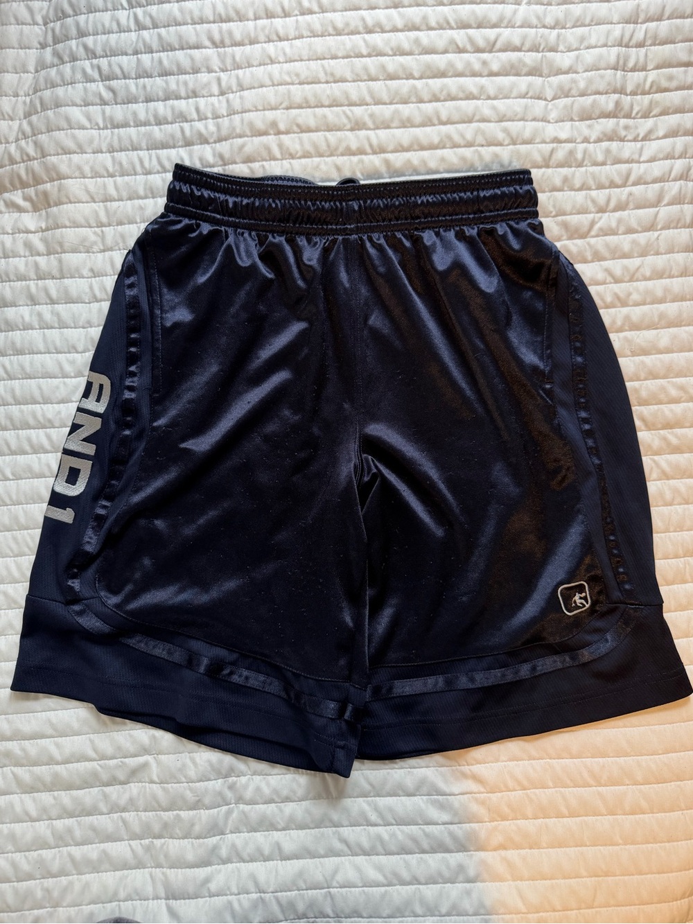 AND1 Men's Black Mesh Basketball Shorts Elastic Waist Drawstring Size M O48